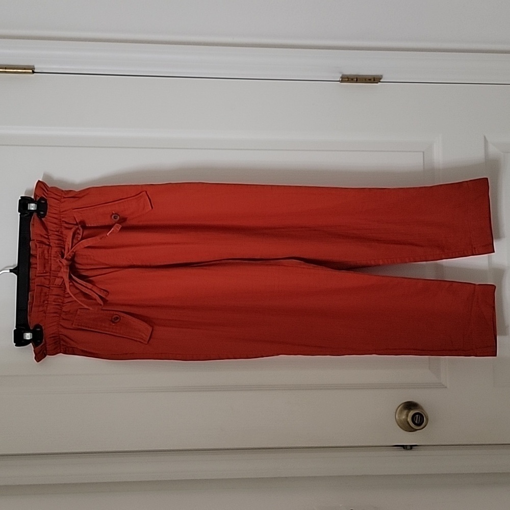 LOFT Outlet Size S Burnt Orange High-Rise Straight Paper Bag Pants, EUC